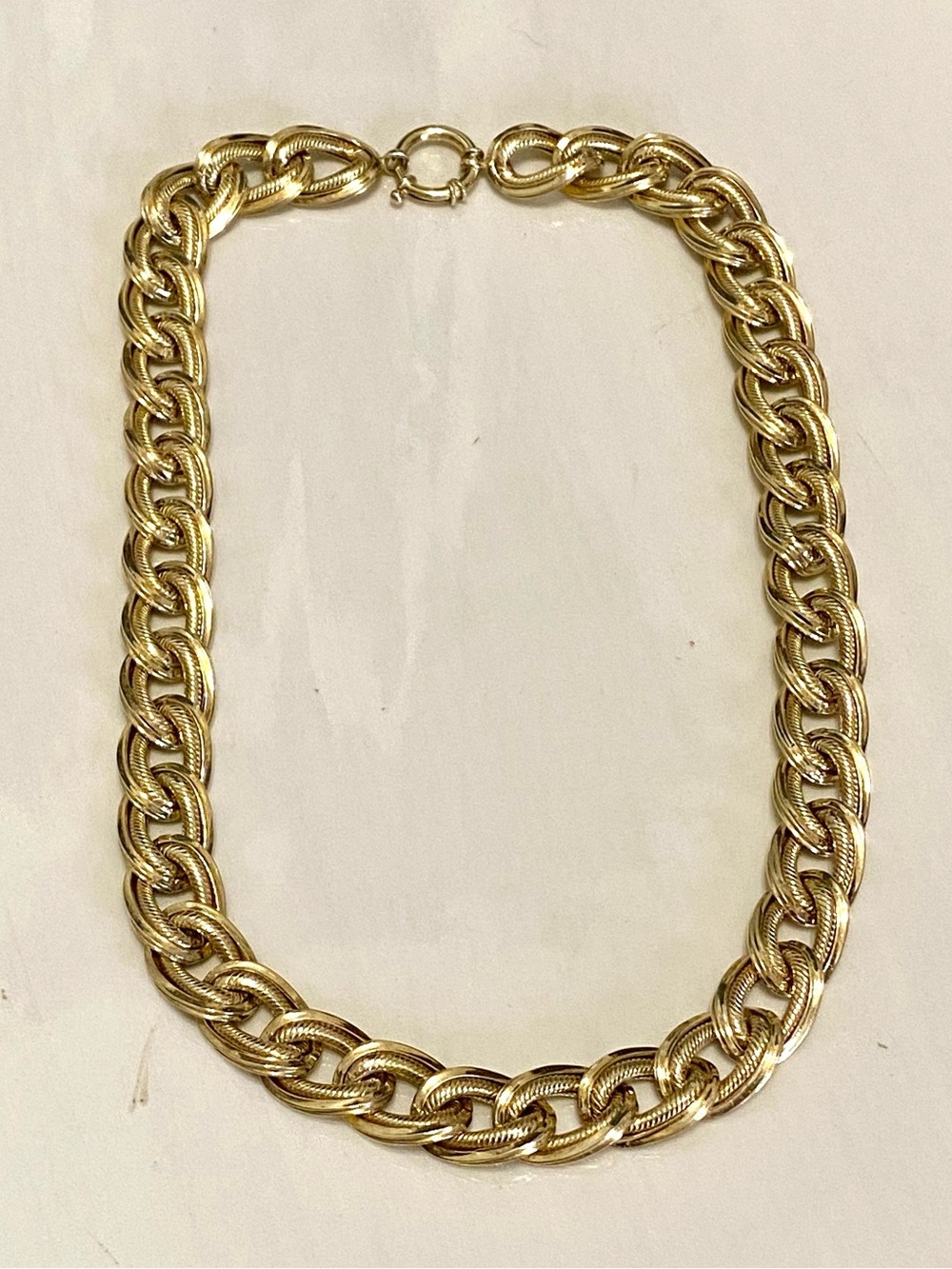 Sterling Silver Gold Wash Chunky Link Necklace 925 Turkey - Picture 8 of 12